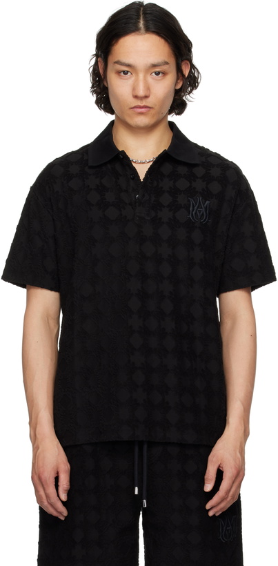 Photo: AMIRI Black MA Quad Toweling Polo