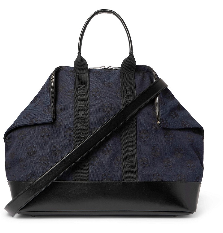 Photo: ALEXANDER MCQUEEN - Leather-Panelled Logo-Jacquard Canvas Holdall - Blue