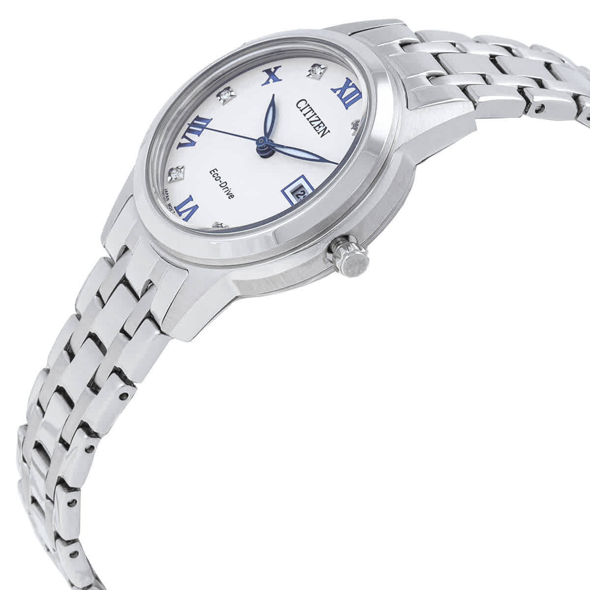 Citizen Eco-Drive Crystal White Dial Ladies Watch FE1240-81A