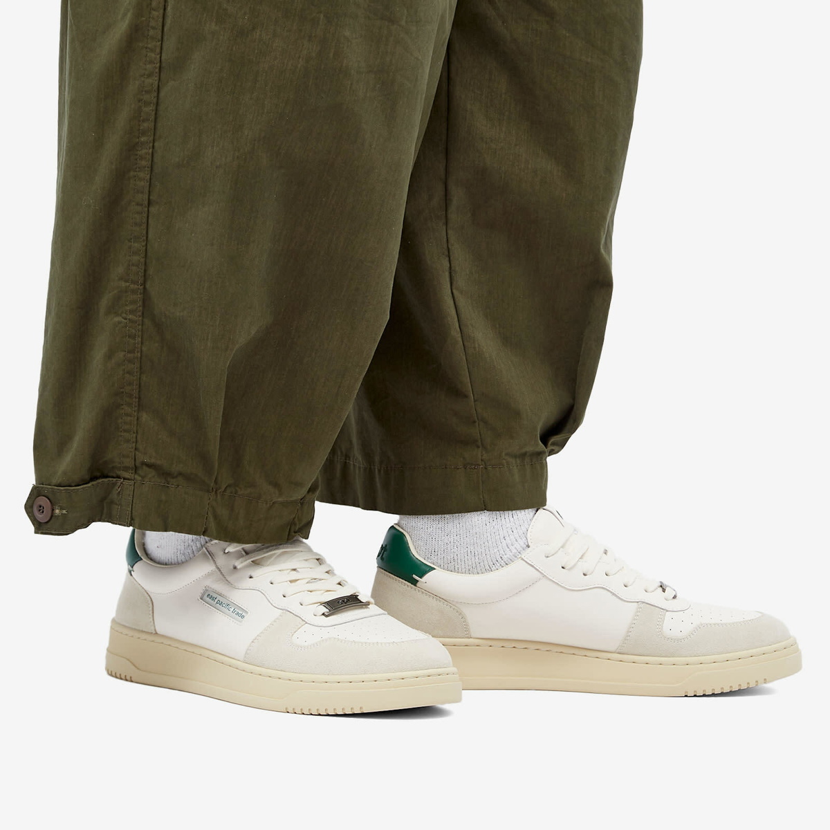 East Pacific Trade Men's Dive Court Sneakers in Off White/Tofu/Green ...