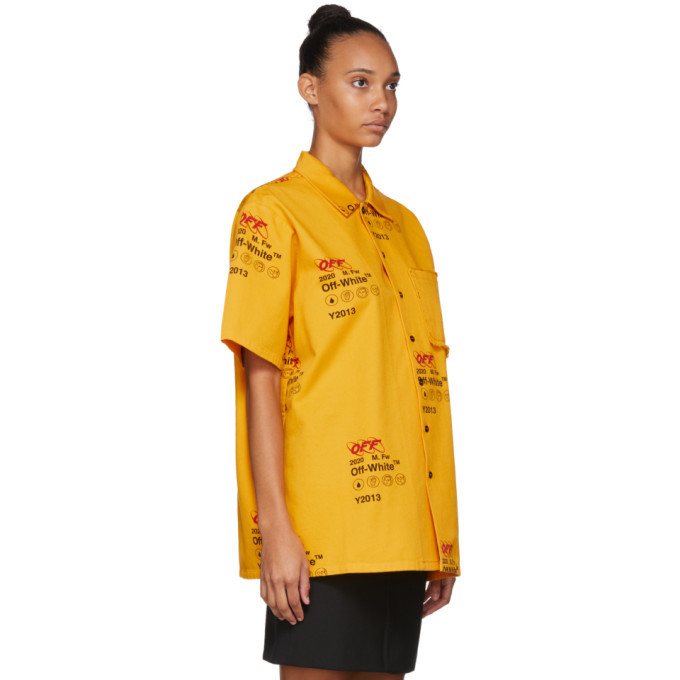 Off-White Yellow Industrial Holiday Short Sleeve Shirt Off-White