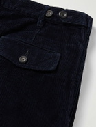 Drake's - Games Tapered Pleated Cotton-Corduroy Trousers - Blue