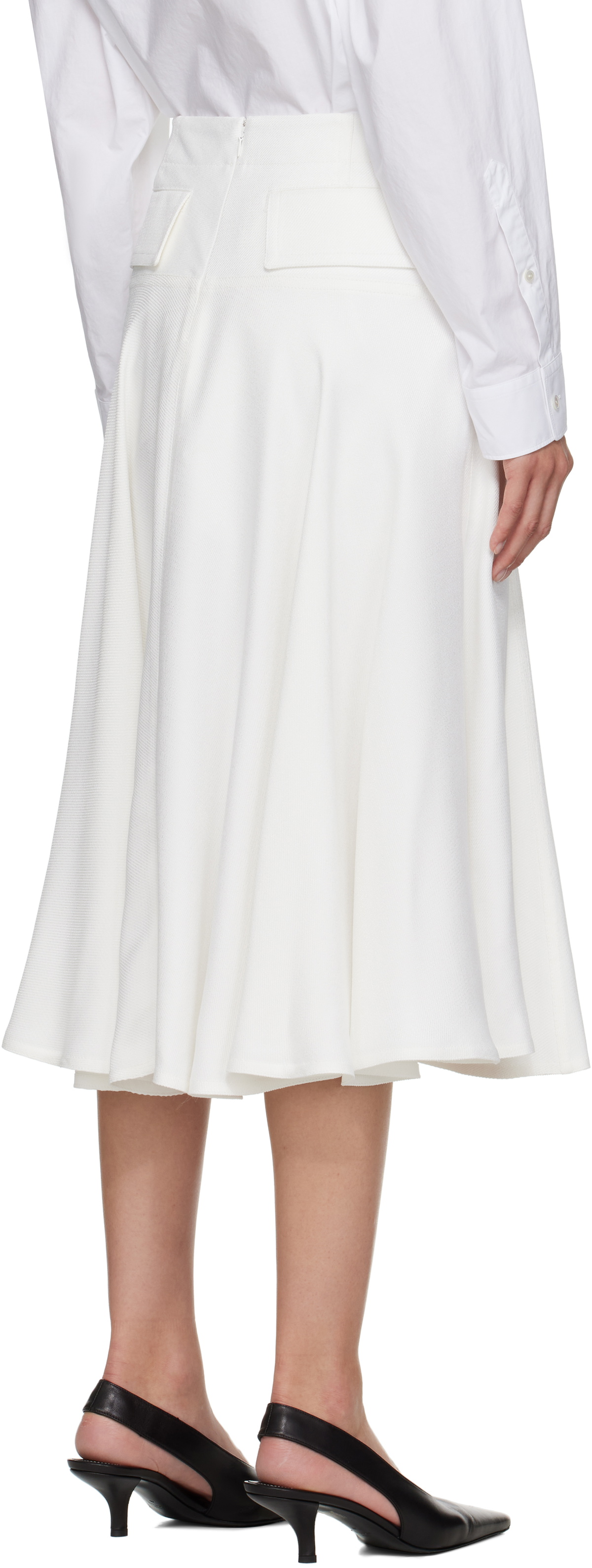 Bottega Veneta Off-White Viscose Pleated Midi Skirt