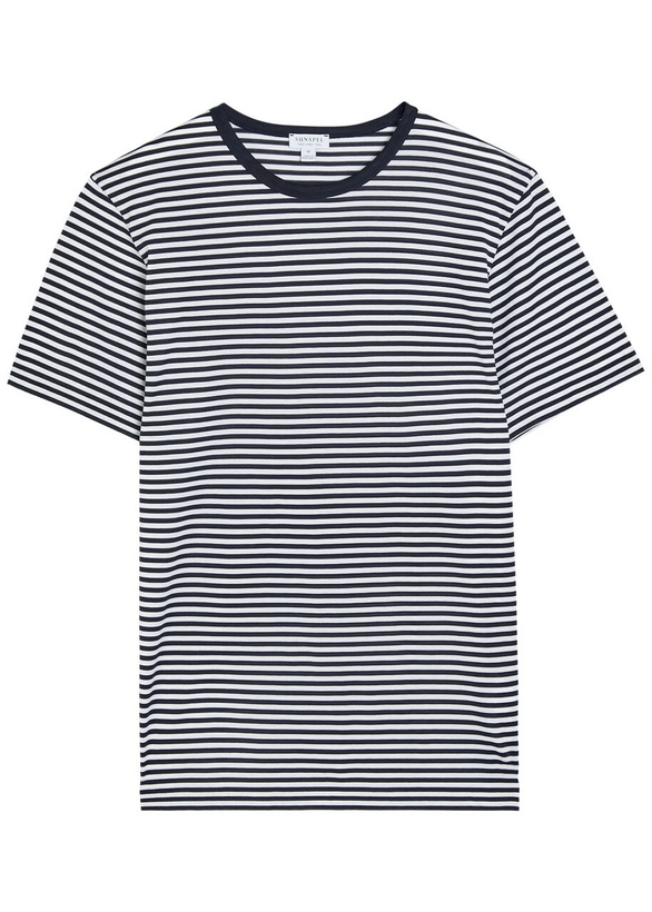 Photo: Sunspel Striped Cotton T-shirt Navy