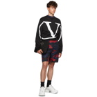 Valentino Navy and Red Camo Shorts