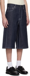 Karmuel Young Navy Cuboid Raw Denim Shorts