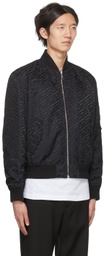 Versace Black & Navy Reversible La Greca Bomber Jacket