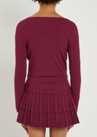 Loveshackfancy Martti Pointelle-knit Cardigan Burgundy