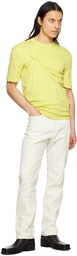 Steven Passaro White Contrast Stitched Jeans