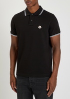 Moncler Logo-appliquéd Piqué Cotton Polo Shirt Black