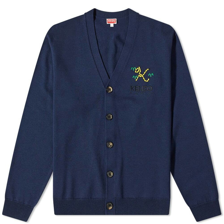 Photo: Kenzo Men's Tiger K Logo Cardigan in Midnight Blue