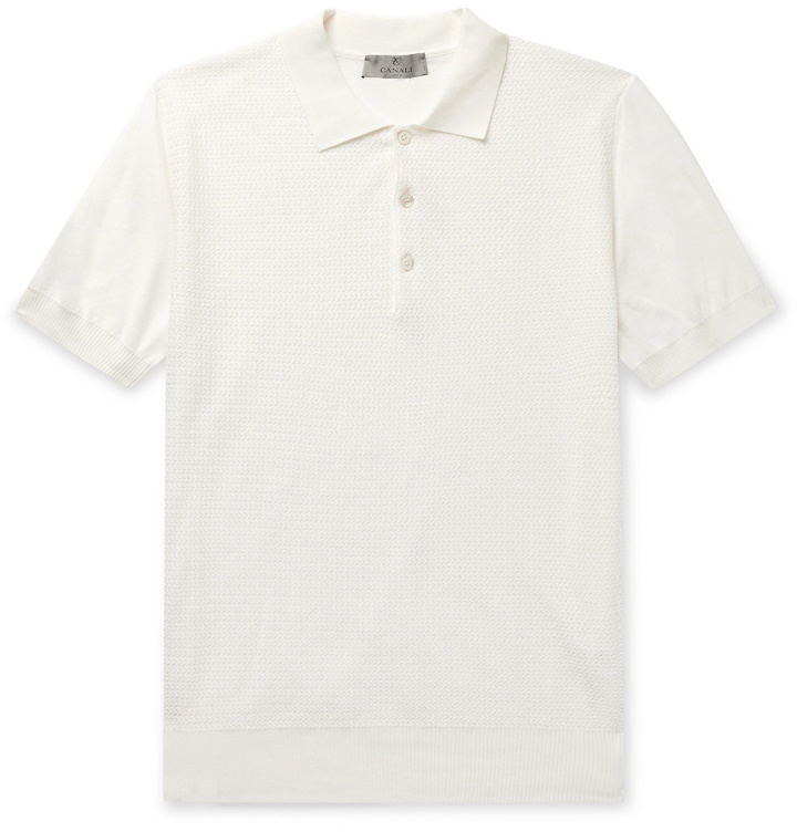 Photo: Canali - Slim-Fit Knitted Cotton Polo Shirt - Neutrals