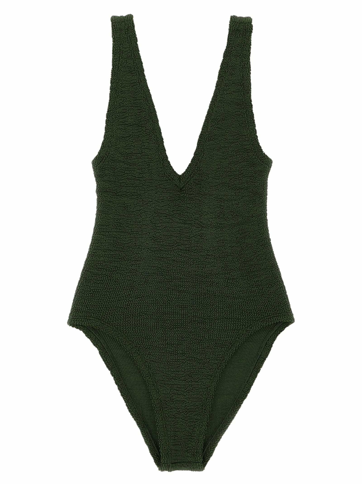 Hunza G Blue Brooke Striped Crinkle Swimsuit Hunza G