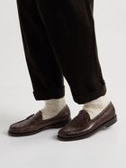 G.H. Bass & Co. - Weejun Heritage Larson Snake-Effect Leather Loafers - Brown