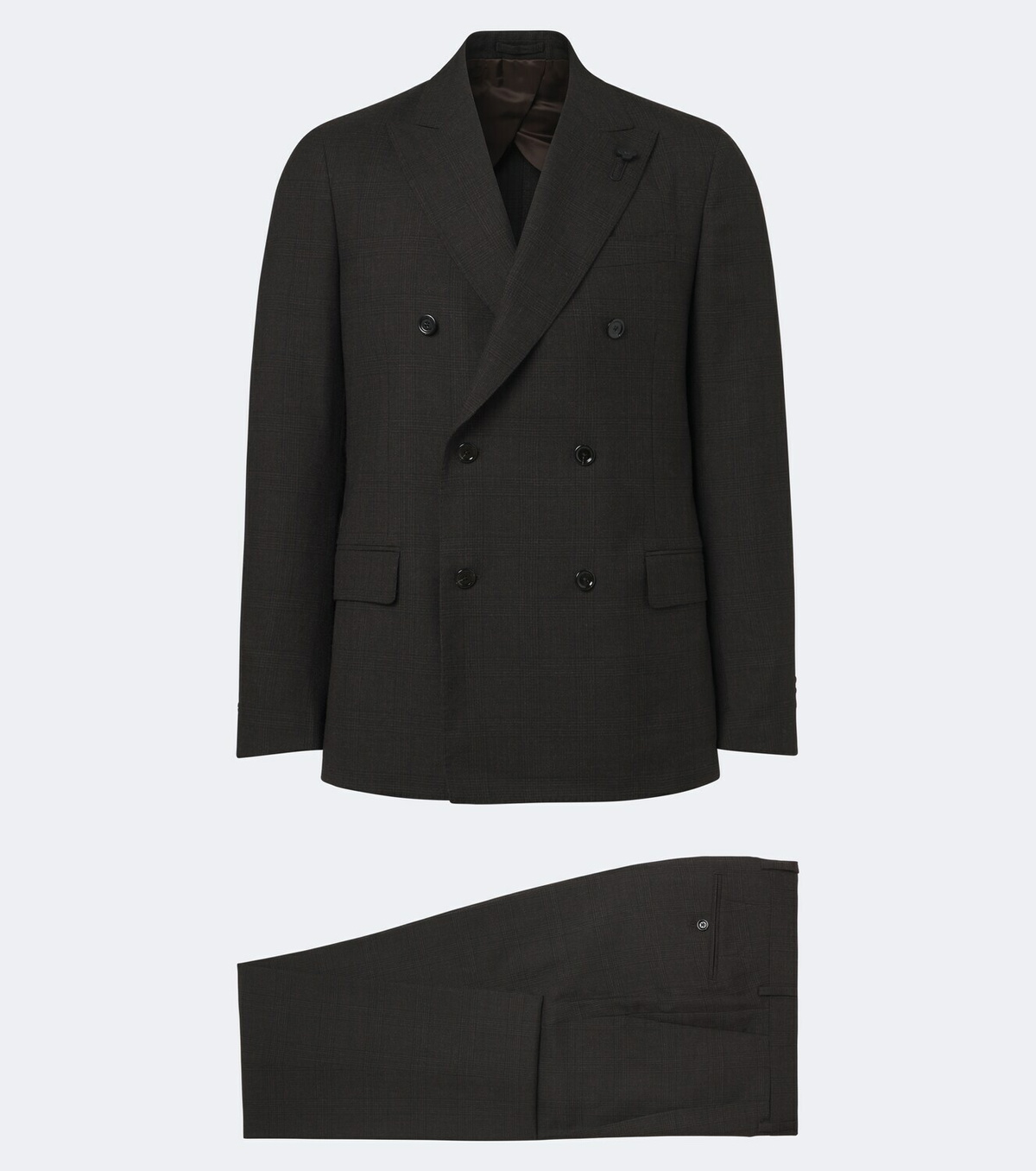 Lardini Checked double-breasted virgin wool suit