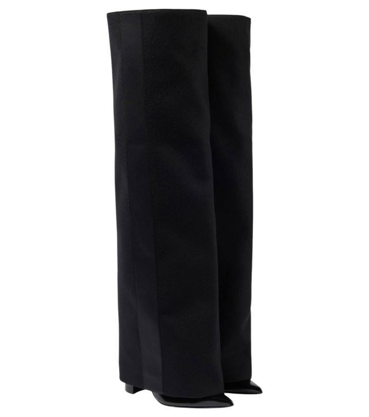 Photo: Sacai Leather-trimmed melton knee-high boots