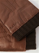 Paul Smith - Ribbed Wool-Blend Lined Leather Gloves - Brown