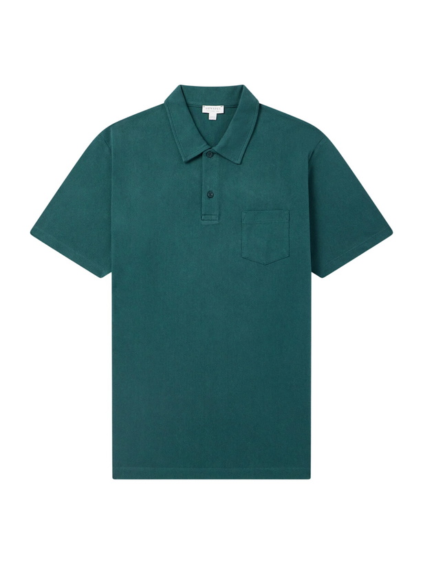 Photo: Sunspel - Riviera Slim-Fit Cotton-Mesh Polo Shirt - Green