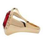 Alexander McQueen Gold and Red Logo Ring
