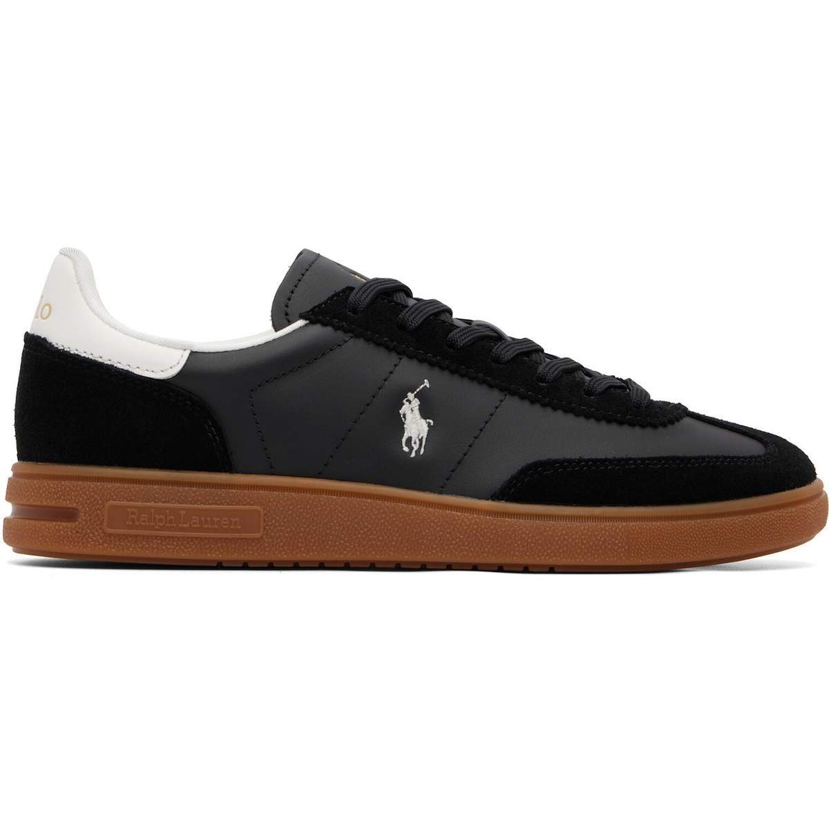 Polo Ralph Lauren Black Bedford Leather-Suede Sneakers
