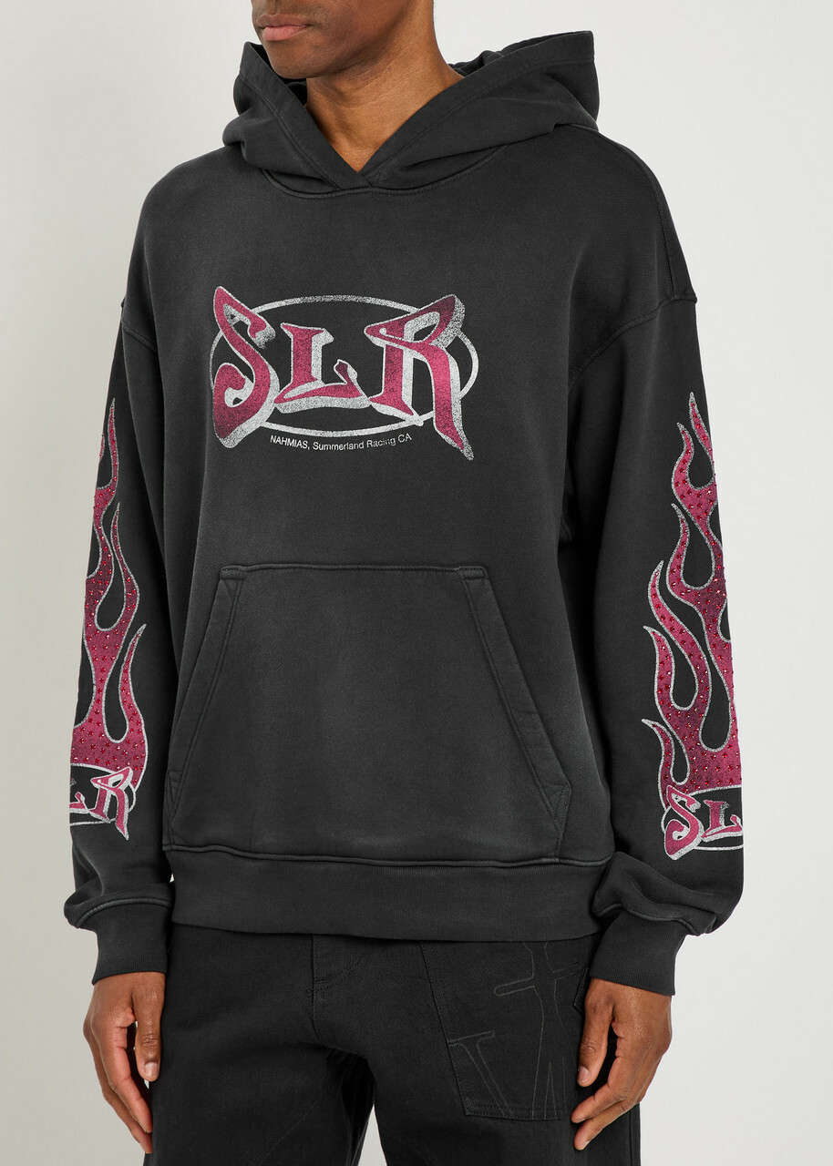 Nahmias Summerland Racing Hooded Cotton Sweatshirt Black