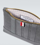 Thom Browne 4-Bar leather-trimmed pouch