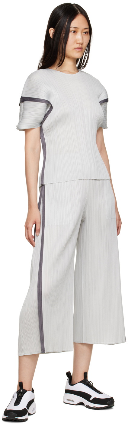 Pleats Please Issey Miyake Gray Rectangle Trousers Pleats Please