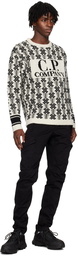 C.P. Company Off-White & Black Jacquard Sweater