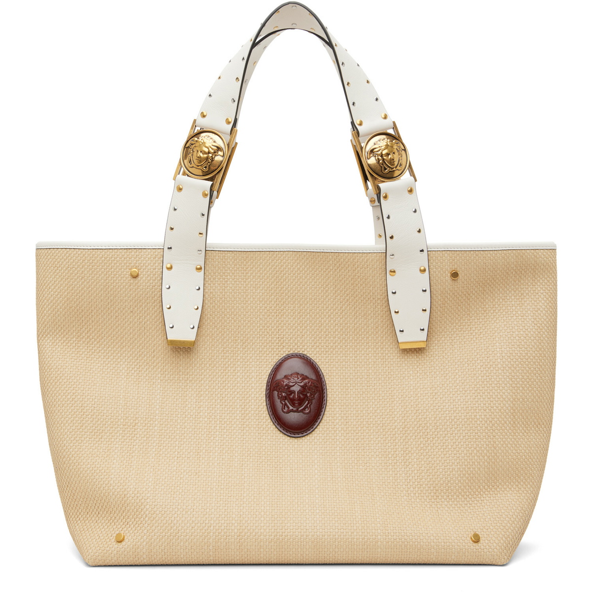 Versace Beige Rivière Large Raffia Tote