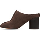 MM6 Maison Margiela Brown Suede Anatomic Stitch Toe Mule Heels