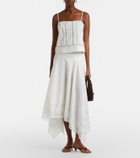 Staud Ainsley lace-trimmed cotton voile midi skirt