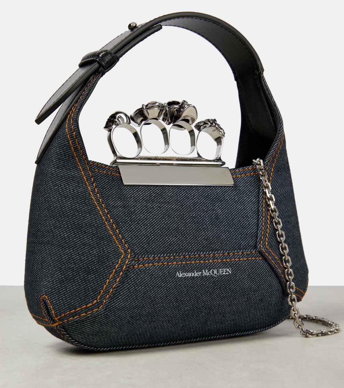 Alexander McQueen Jewelled Mini denim shoulder bag Alexander