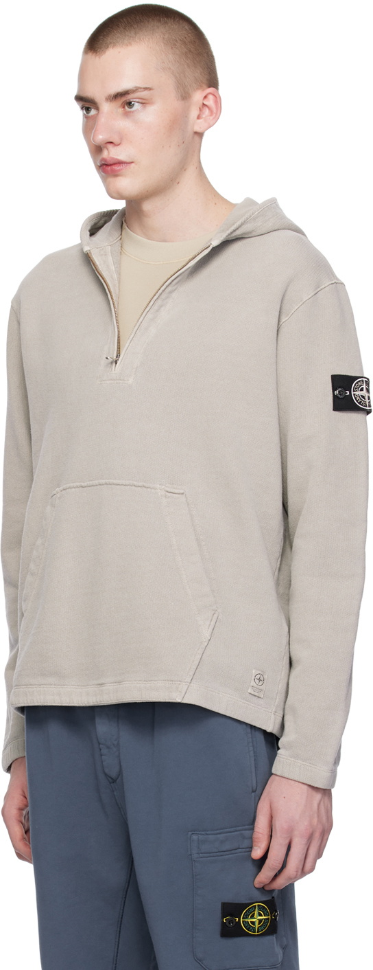 Stone Island Taupe Patch Hoodie Stone Island