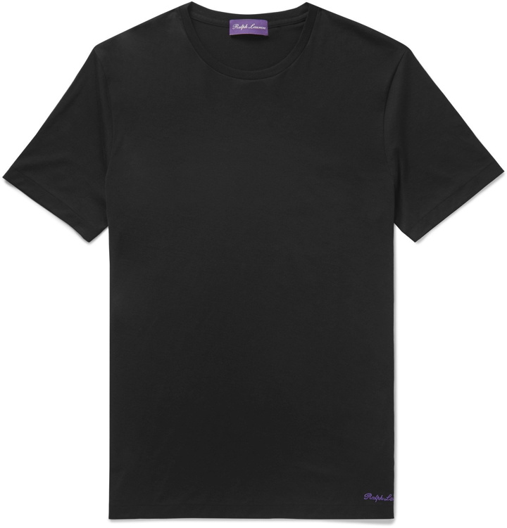 Photo: Ralph Lauren Purple Label - Logo-Embroidered Pima Cotton-Jersey T-Shirt - Black