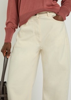Another Tomorrow Curved Barrel-leg Jeans Beige