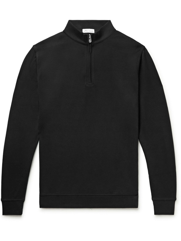 Photo: Peter Millar - Crown Mélange Stretch Cotton and Modal-Blend Half-Zip Sweatshirt - Black