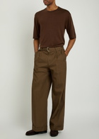 Officine Générale Evans Belted Cotton-poplin Trousers Dark Brown