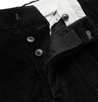 AMI PARIS - Tapered Pleated Cotton-Corduroy Trousers - Black