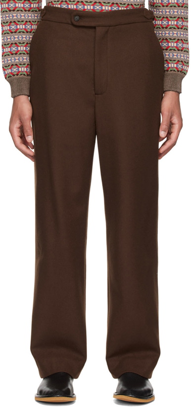 Photo: Bode Brown Wool Straight Trousers