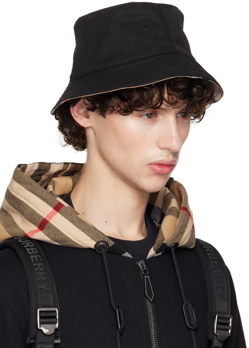Burberry Black Check Reversible Bucket Hat Burberry