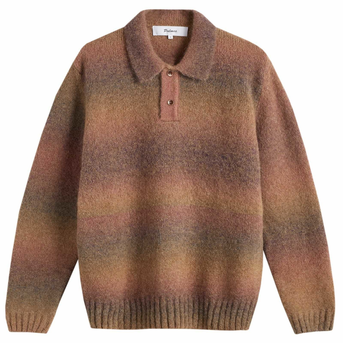 Palmes Men's Alpaca Long Sleeve Knit Polo in Brown