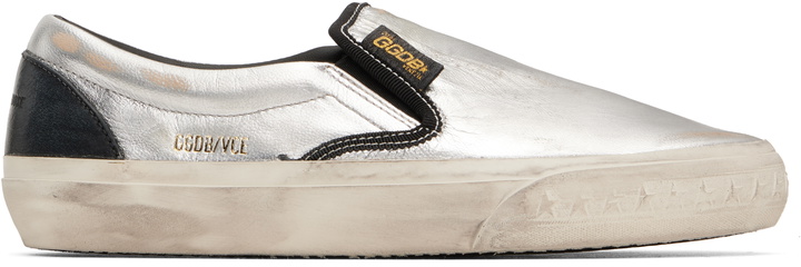 Photo: Golden Goose Silver & Black VCE Penstar Sneakers