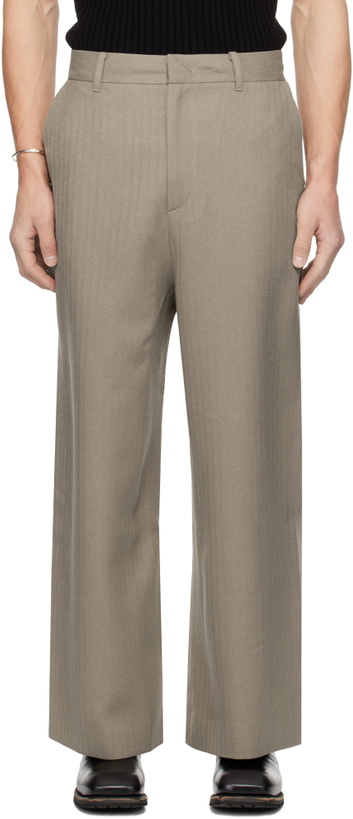 Photo: Youth Beige Triple Stitch Wide Trousers