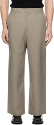 Youth Beige Triple Stitch Wide Trousers
