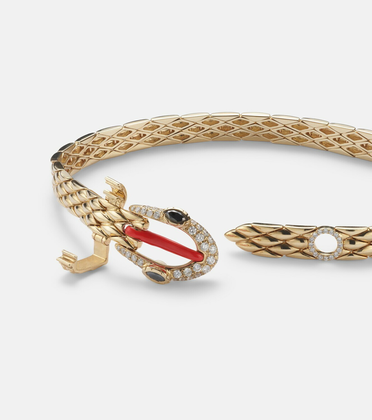 Yvonne Léon Python 9kt gold and enamel bracelet with diamonds