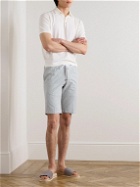 De Petrillo - Straight-Leg Striped Cotton-Seersucker Drawstring Shorts - Blue