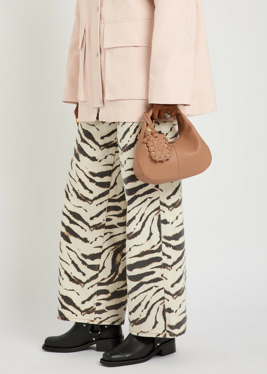 Ganni Hobo Mini Grained Leather top Handle bag - Pink - One Size