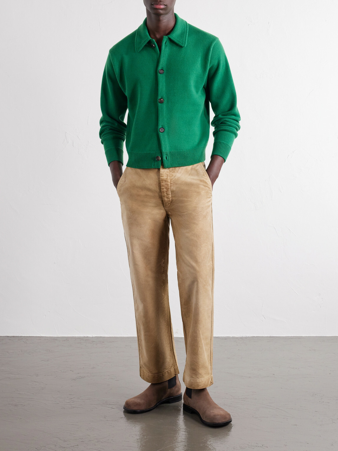 Auralee - Wool Cardigan - Green