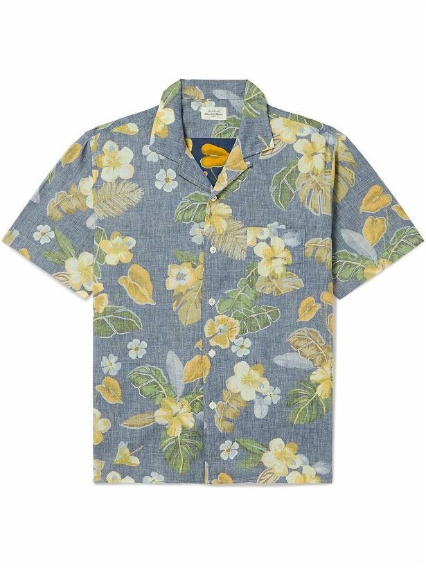 Photo: Hartford - Palm Camp-Collar Floral-Print Cotton Shirt - Blue