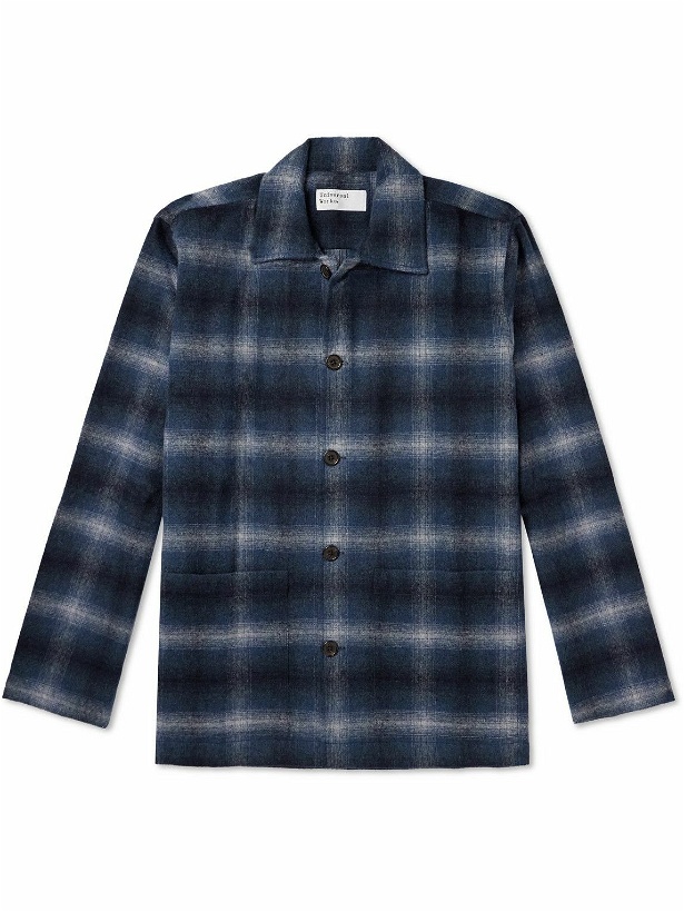 Photo: Universal Works - Easy Checked Recycled Wool-Blend Flannel Overshirt - Blue